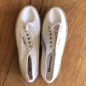 Superga white espadrille platform